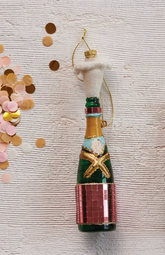 Glass Champagne Bottle Ornament
