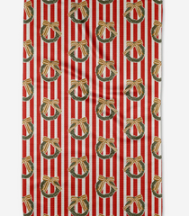Red Wreaths Tea Towel