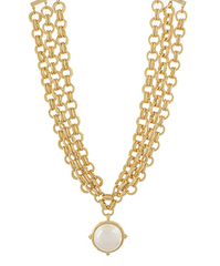 Linked Pearl Medallion Necklace