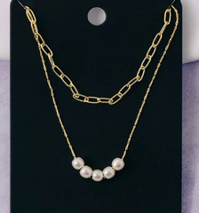Double Take Pearl Layered Necklace