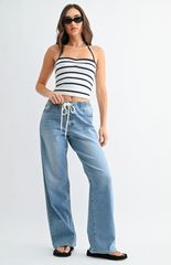 Pulled Together Drawstring Denim