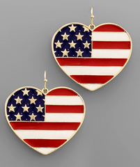 Red, White & Heart Earring