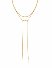 Gold Bar Lariat Necklace