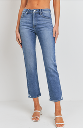 Slim Straight Distress Jean (med denim)