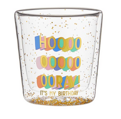 "Hooray Birthday" Glass