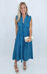 Indigo Charm Midi Dress