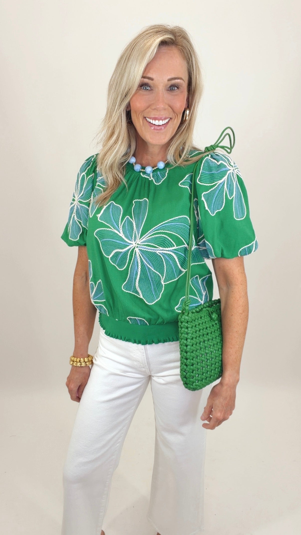 Floral Form Top (green)