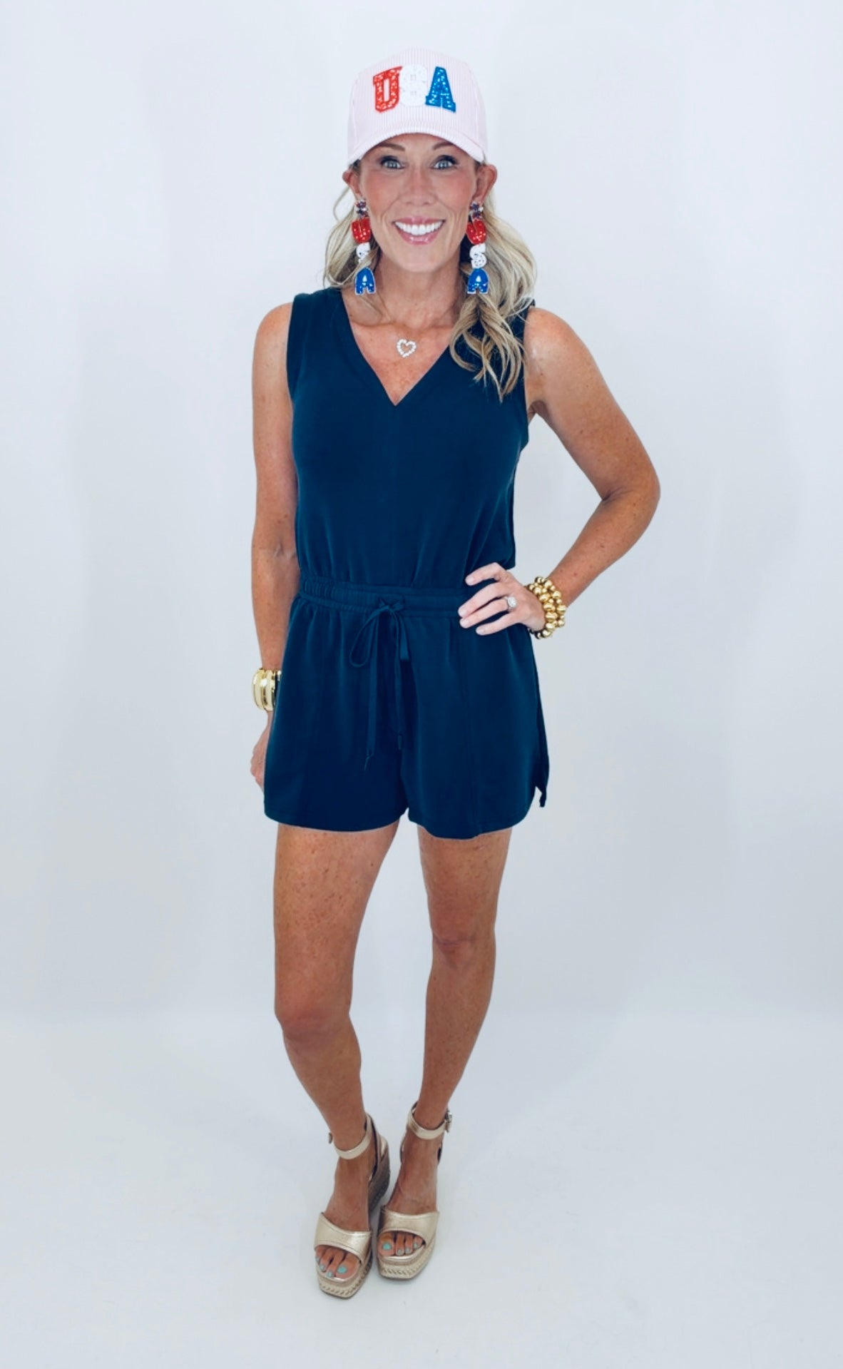Weekend Reset Romper (navy)
