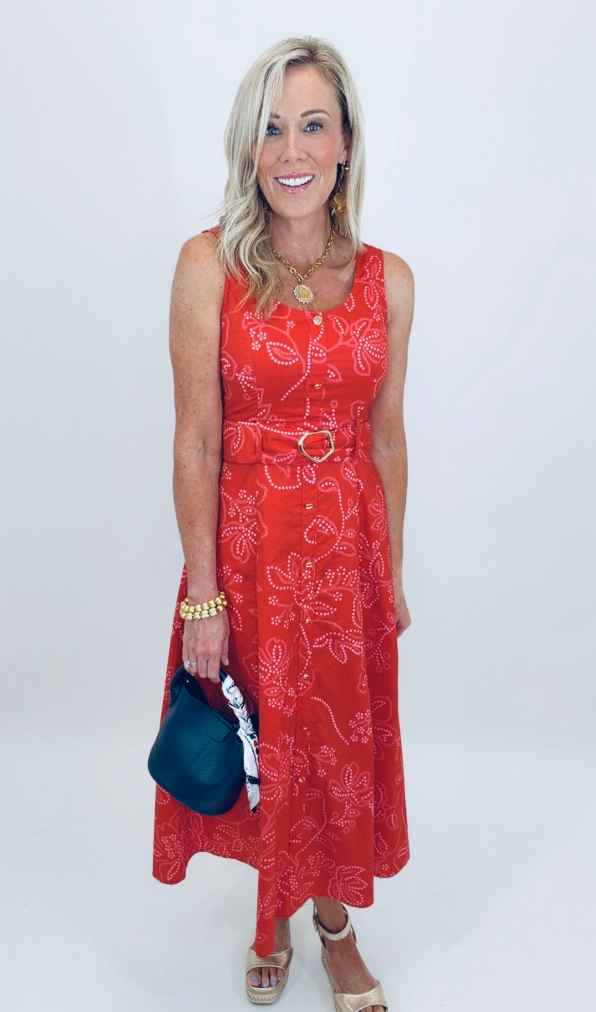 Summer Social Midi Dress (red)