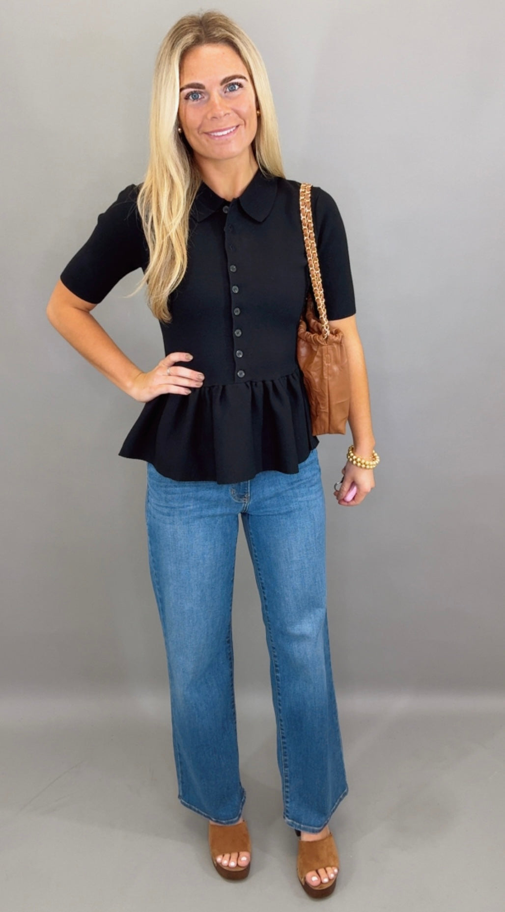 Polished Peplum Knit Top