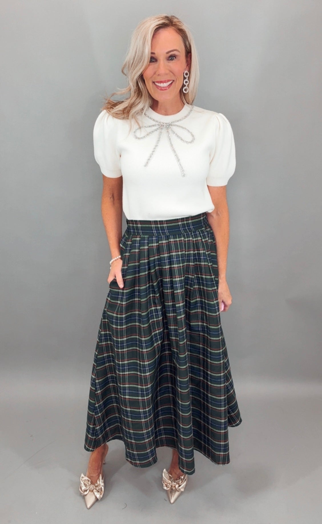 Tartan Tidings Skirt (green)