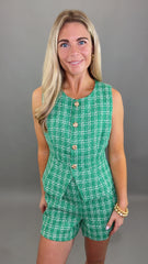 Tweed & Tinsel Vest (green)