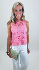 Eyelet Affair Top (hot pink)