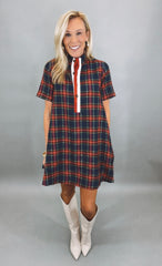 Plaid About You Dress (navy)