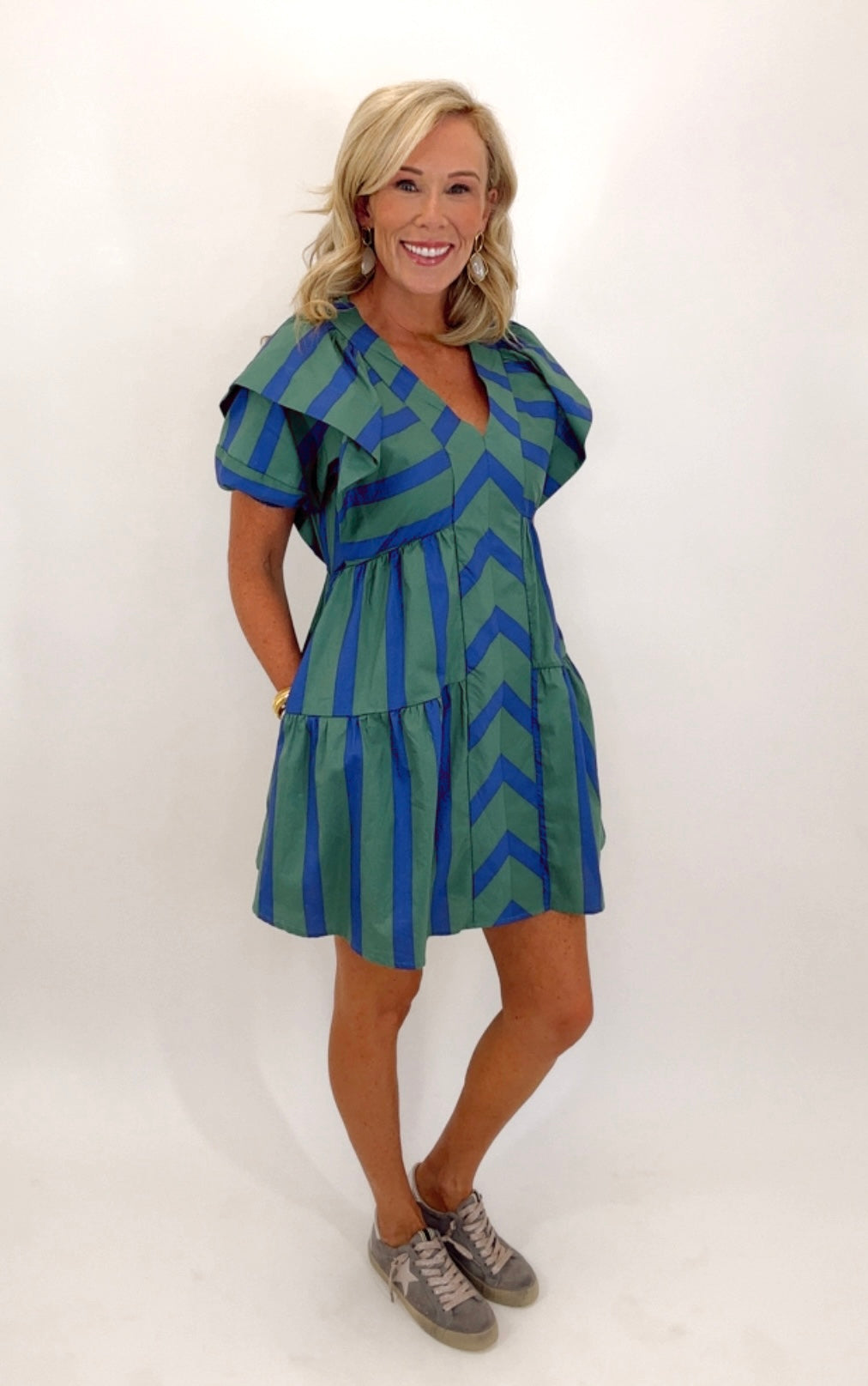 Mixed Line Dress (green)