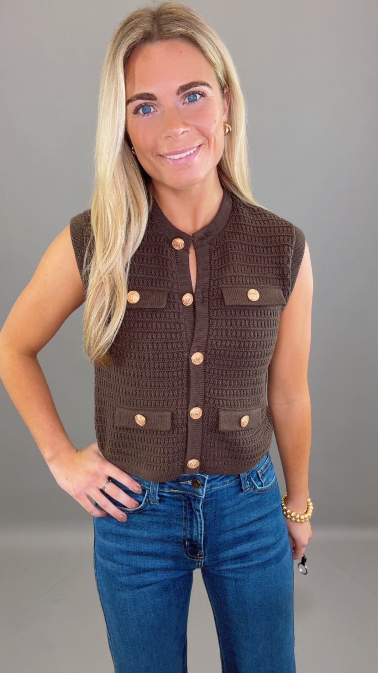 Park Avenue Knit Vest (brown)