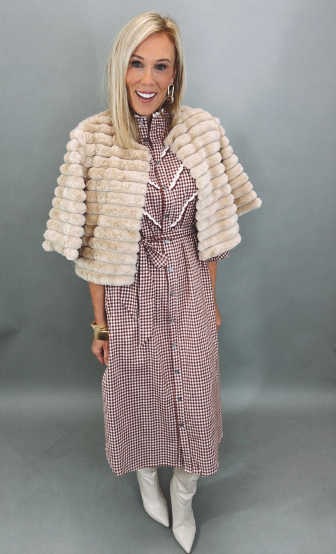 Camden Check Dress (burgundy)