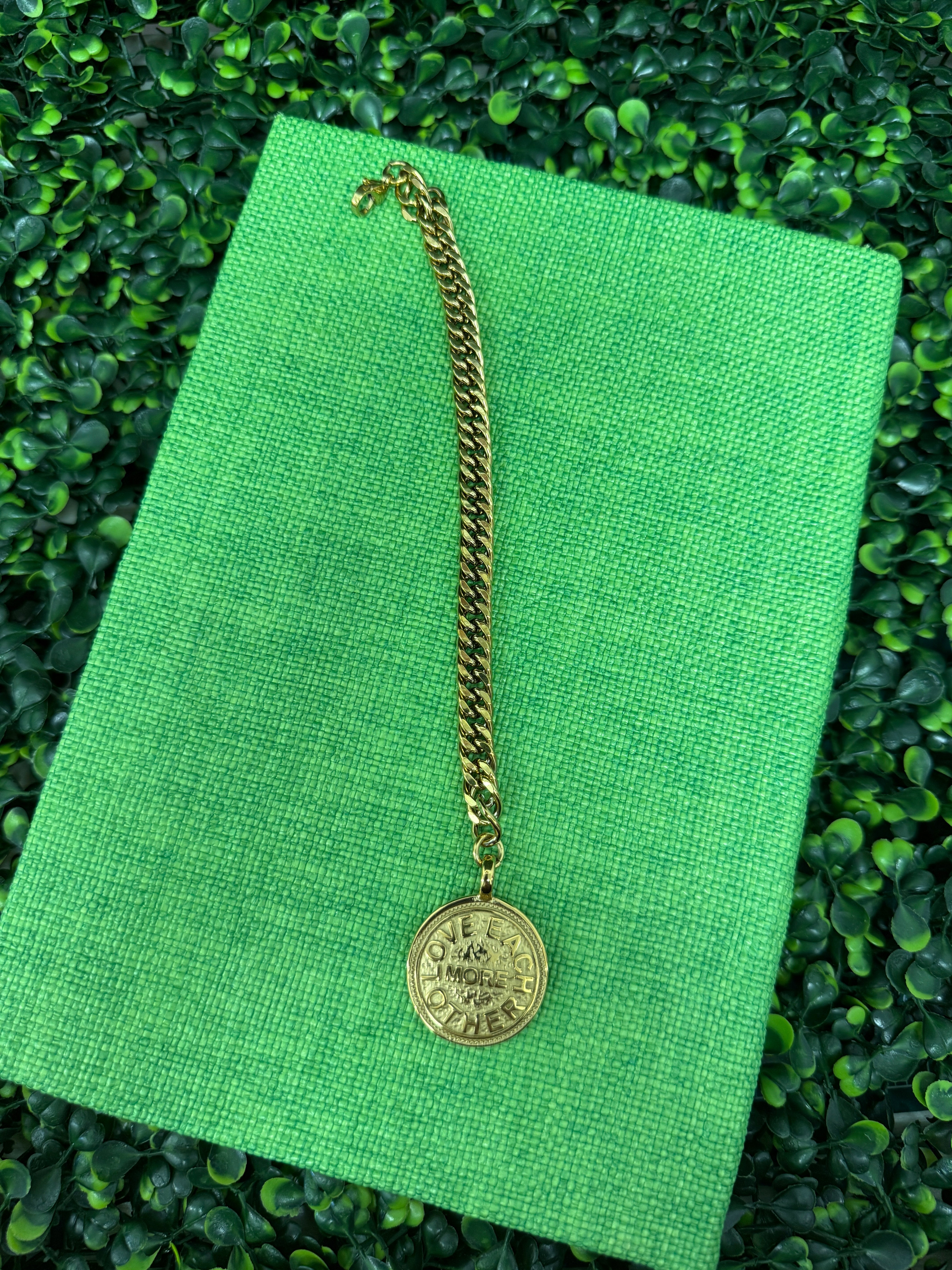 Love Each Other More Coin Chain Bracelet