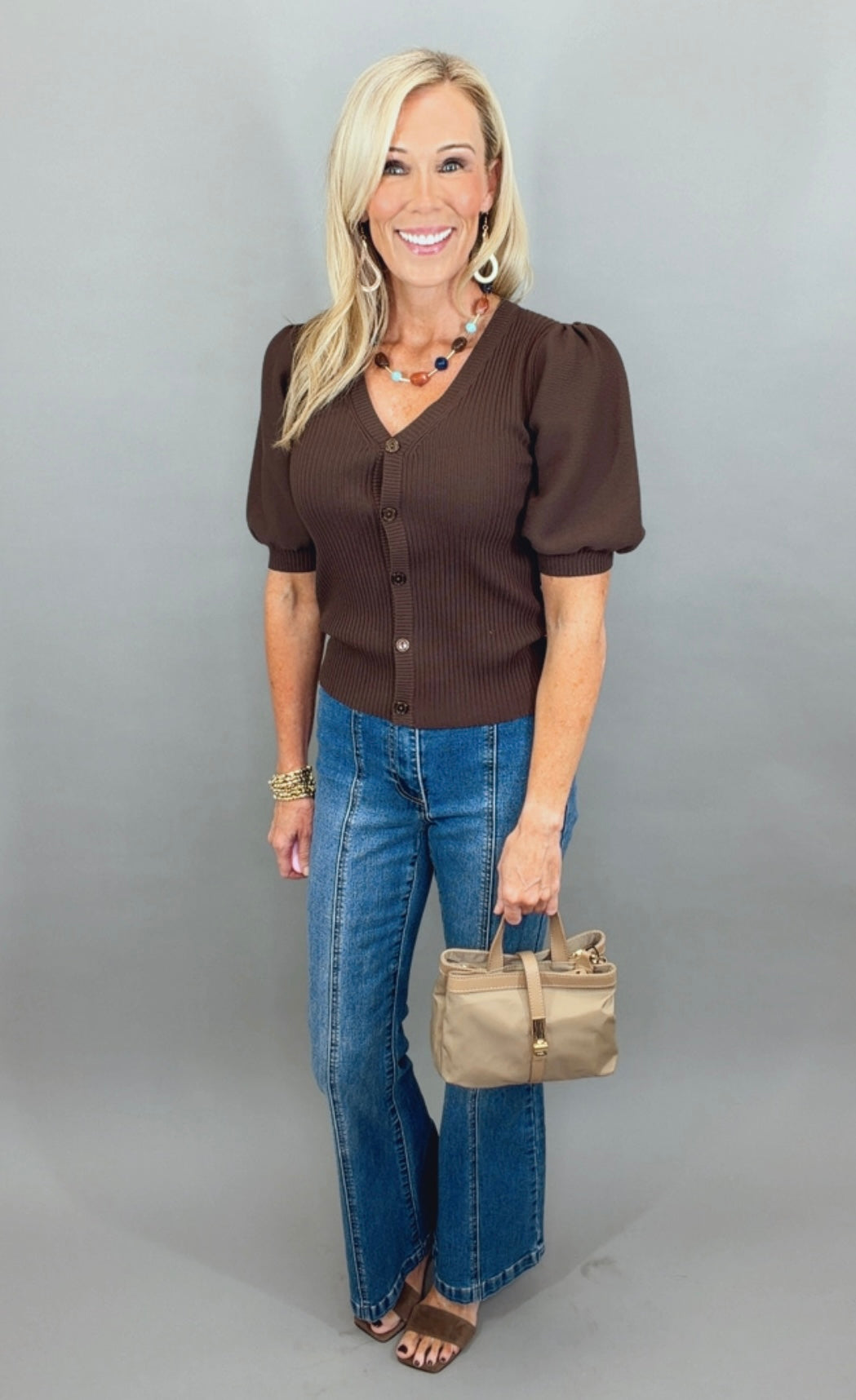 Posh Puff Cardigan (brown)
