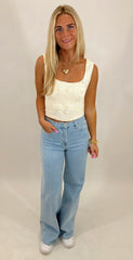 Lace Square Crop Top (butter cream)