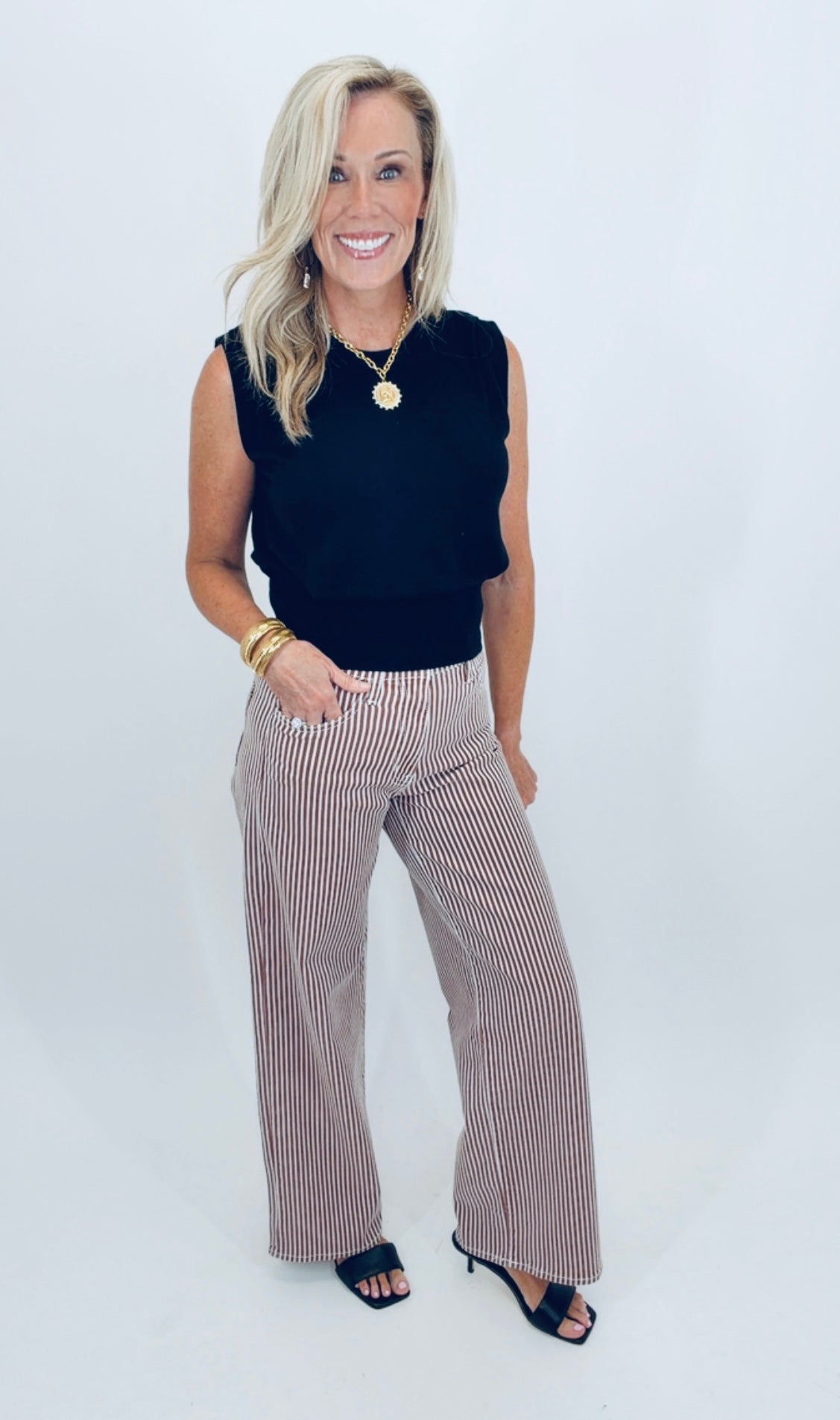 Relaxed Spiced Brown Stripe Jean