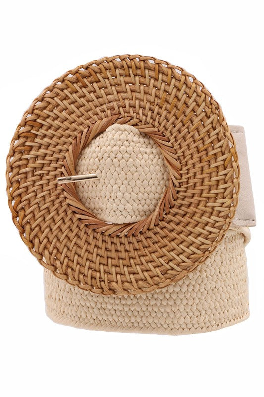 Basket Weave Straw Belt (ivory)