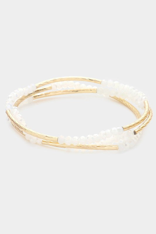 Gold + White Simple Bracelet Stack