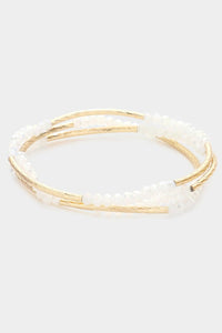 Gold + White Simple Bracelet Stack