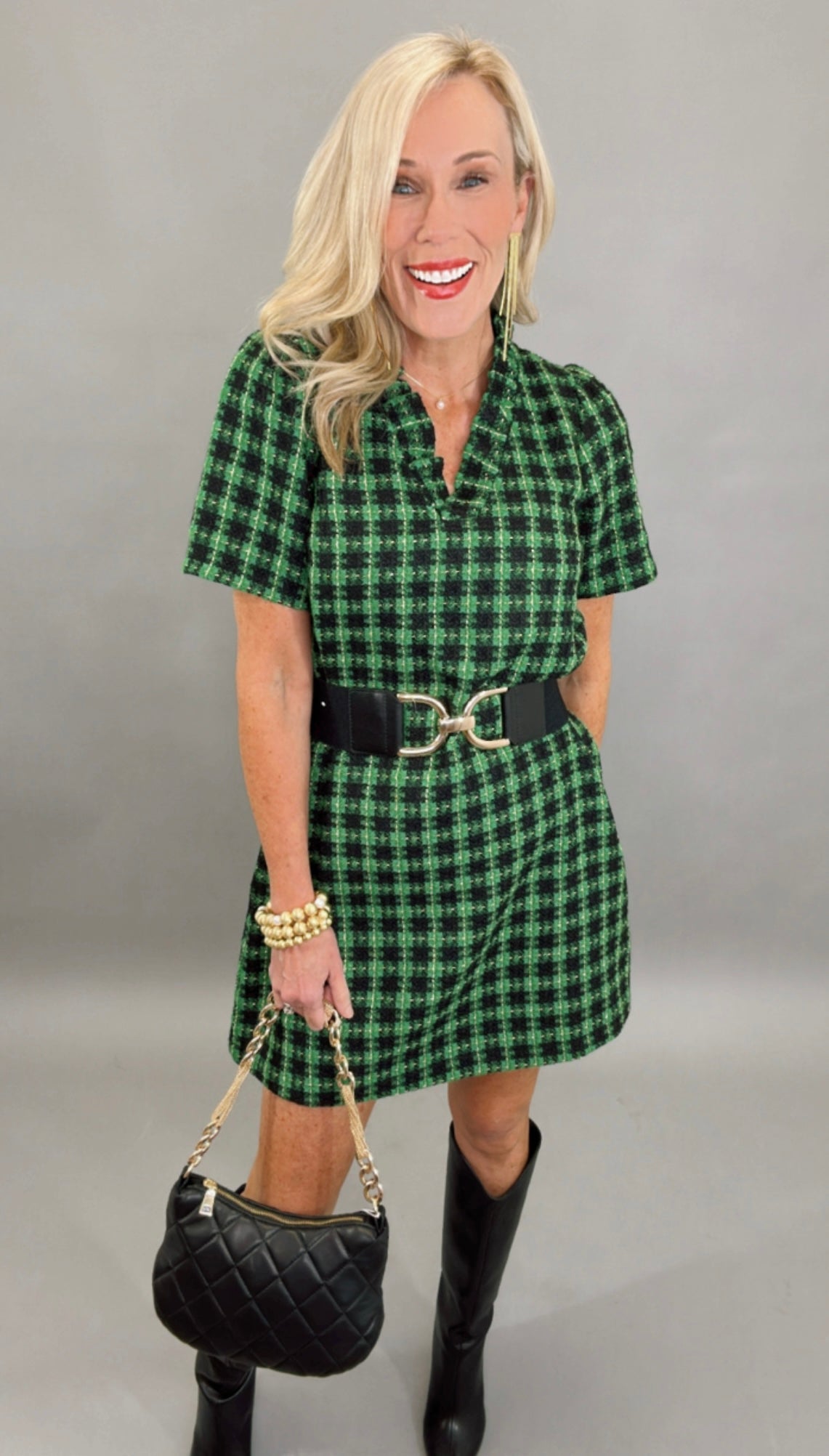 Timeless Tweed Dress (green)