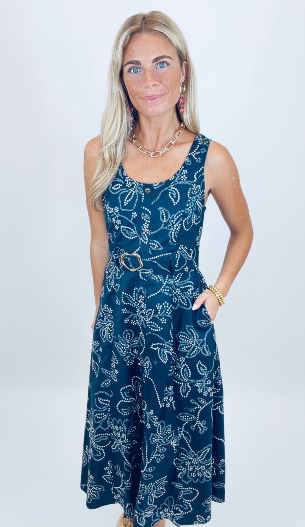 Summer Social Midi Dress (navy)