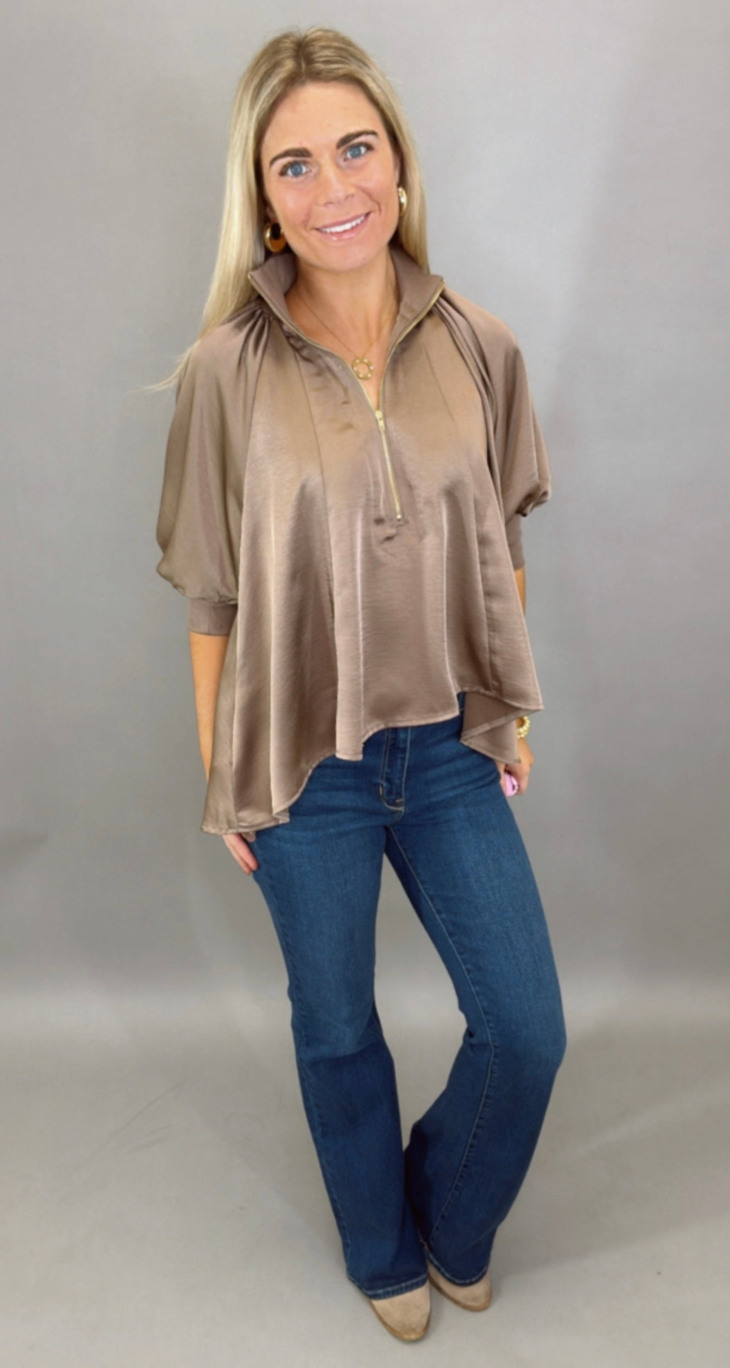 Zip Vogue Top (mocha)