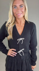 Starlit Bow Cardigan (black)