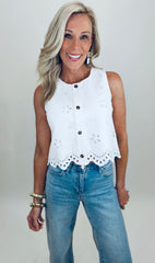 Eyelet Charm Top (white)
