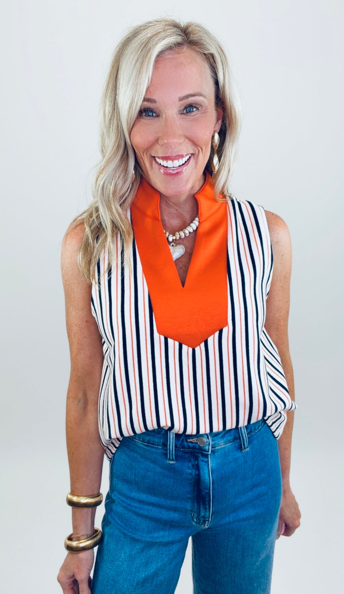 Downtown Stripe Top (orange)