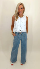 Eyelet Charm Top (lt blue)