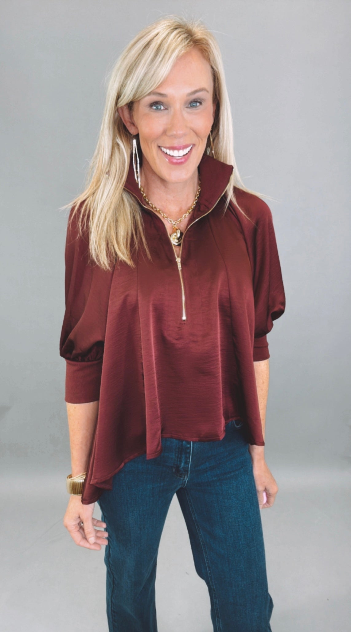 Zip Vogue Top (burgundy)