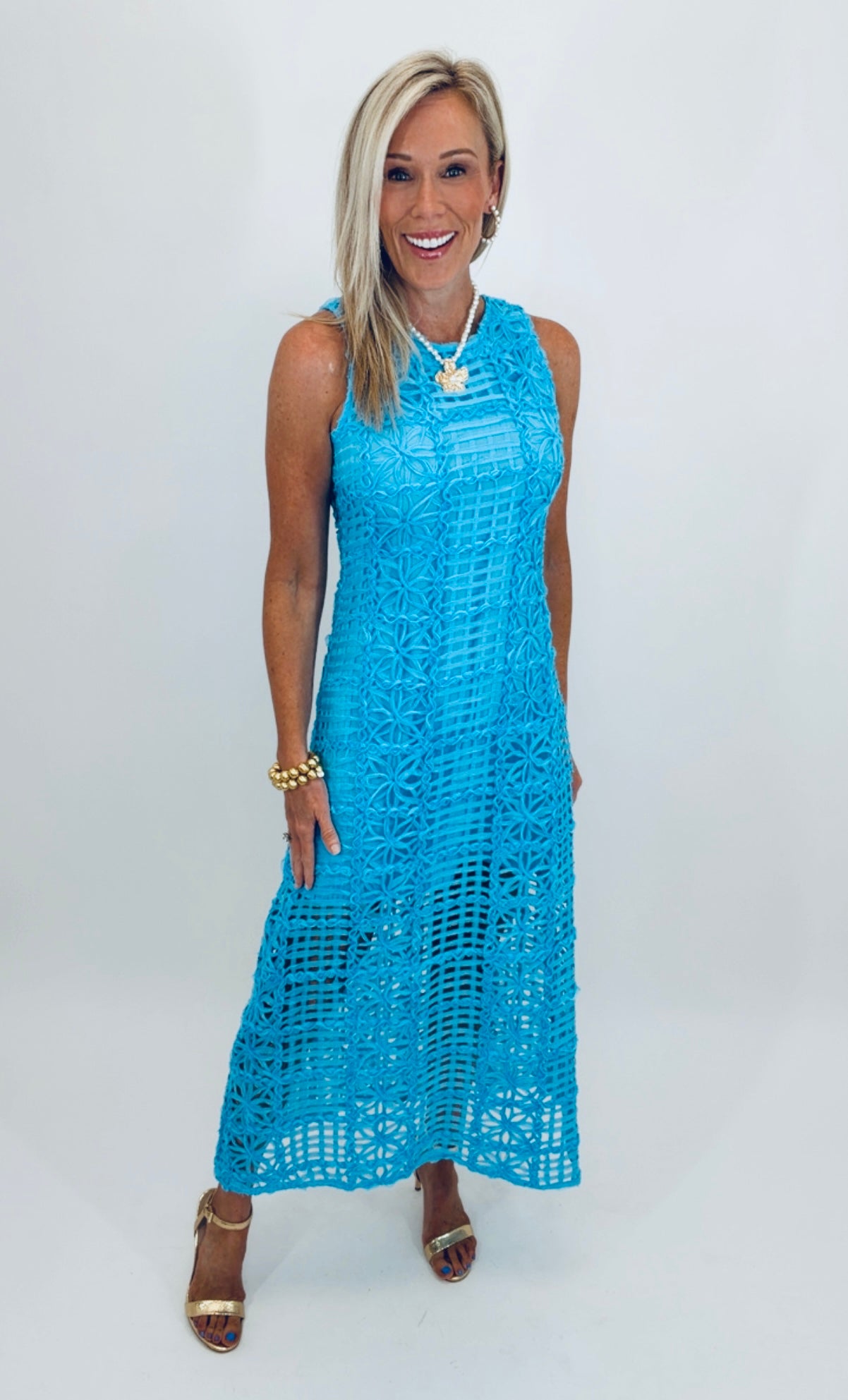 Aquamarine Lace Midi Dress