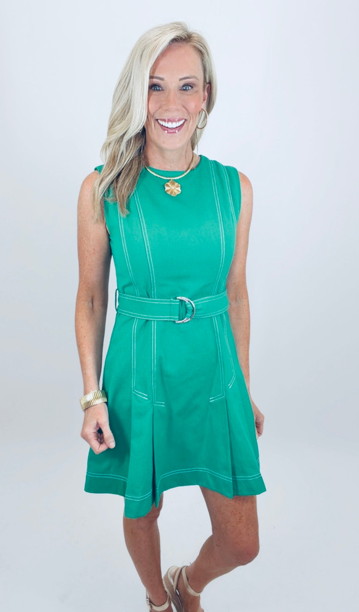 Signature Stitch Dress (green)