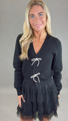 Starlit Bow Cardigan (black)