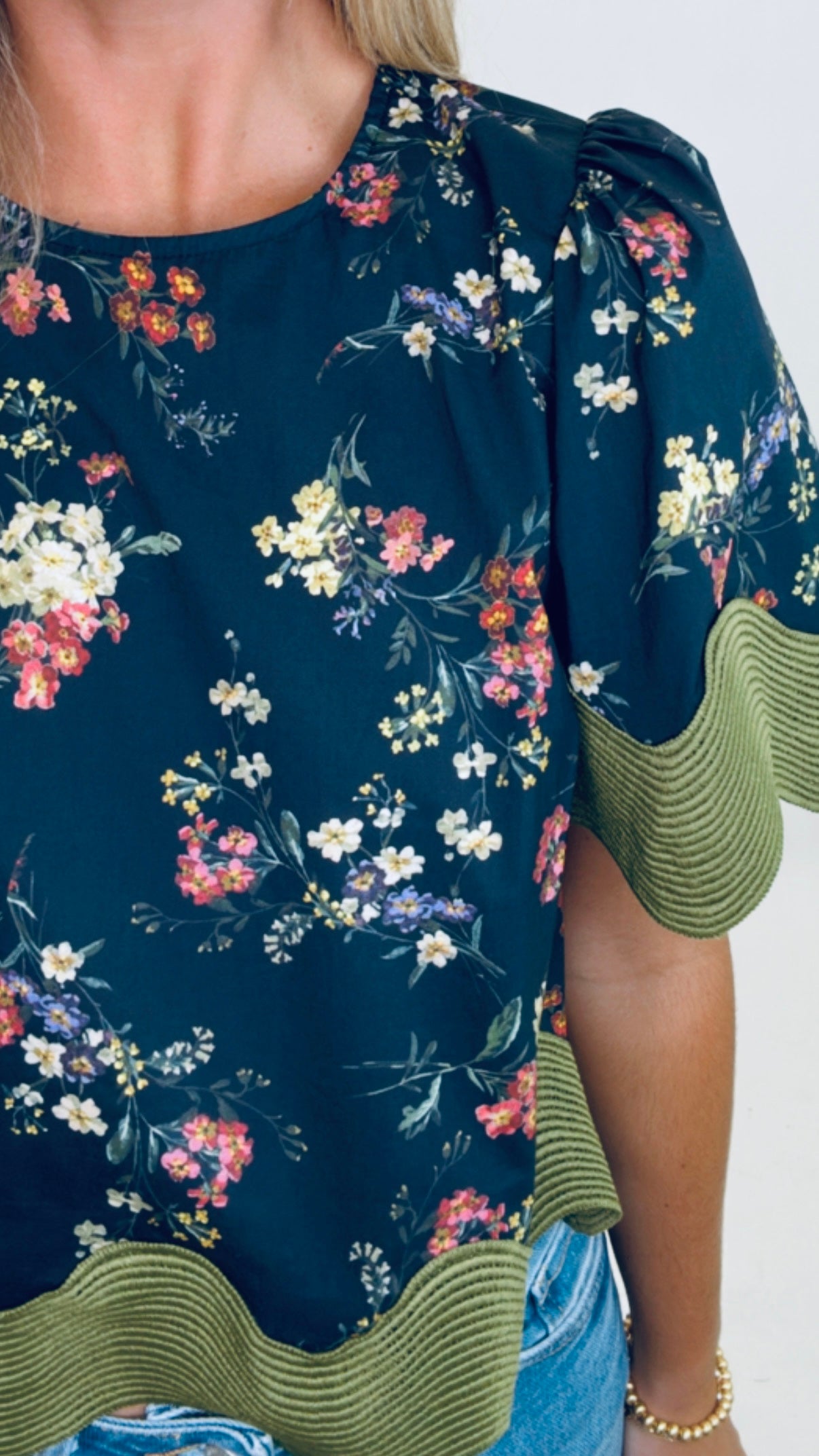 Olive Bloom Top