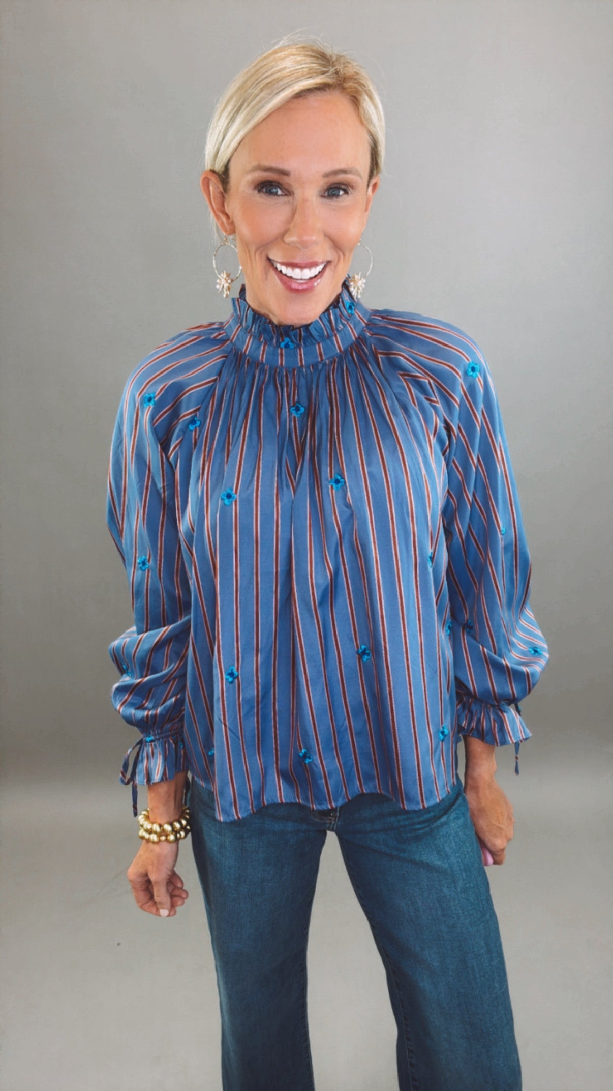 Maison Stripe Blouse (blue)