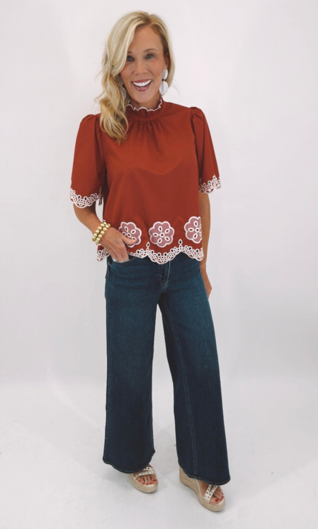 Petal Edge Blouse (brick)