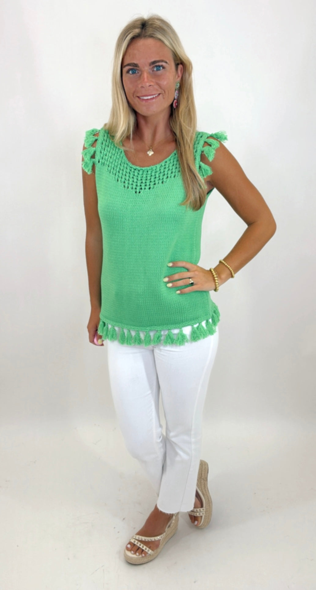 Coastal Confetti Sweater Tank (green)