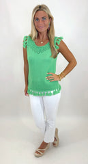 Coastal Confetti Sweater Tank (green)