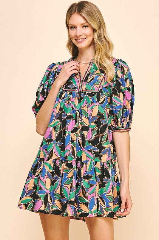 Maribel Pattern Dress (black)