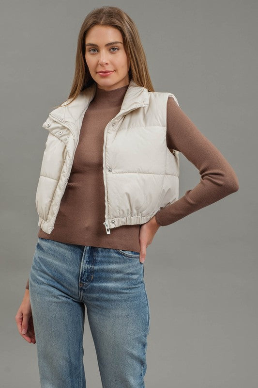 Crop Puffer Vest (cream)