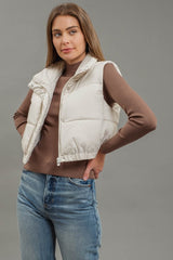 Crop Puffer Vest (cream)