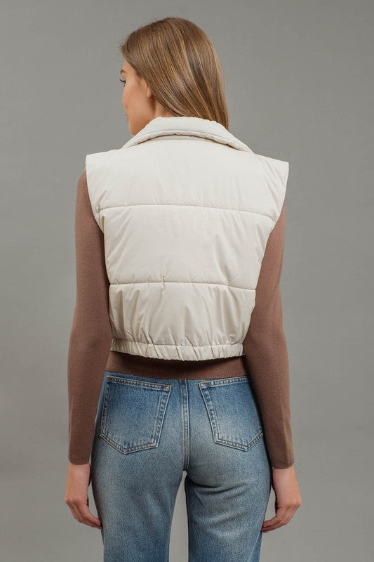 Crop Puffer Vest (cream)