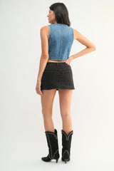Go-To Denim Skort (washed black)