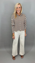 Take Note Cardigan (ivory/brown)